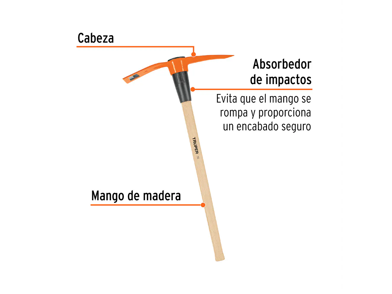 Zapapico Truper 102966 5 lb Mango de Madera 36