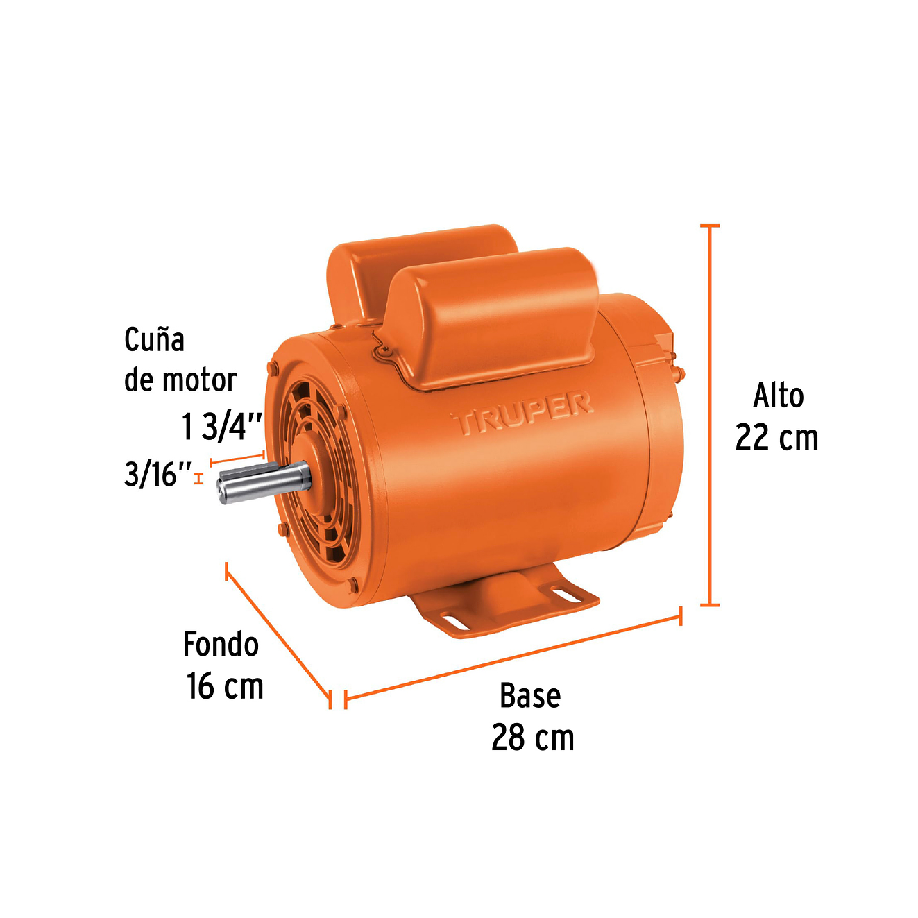 Motor Eléctrico Monofásico Truper 102305, 1 HP, Baja Velocidad 3