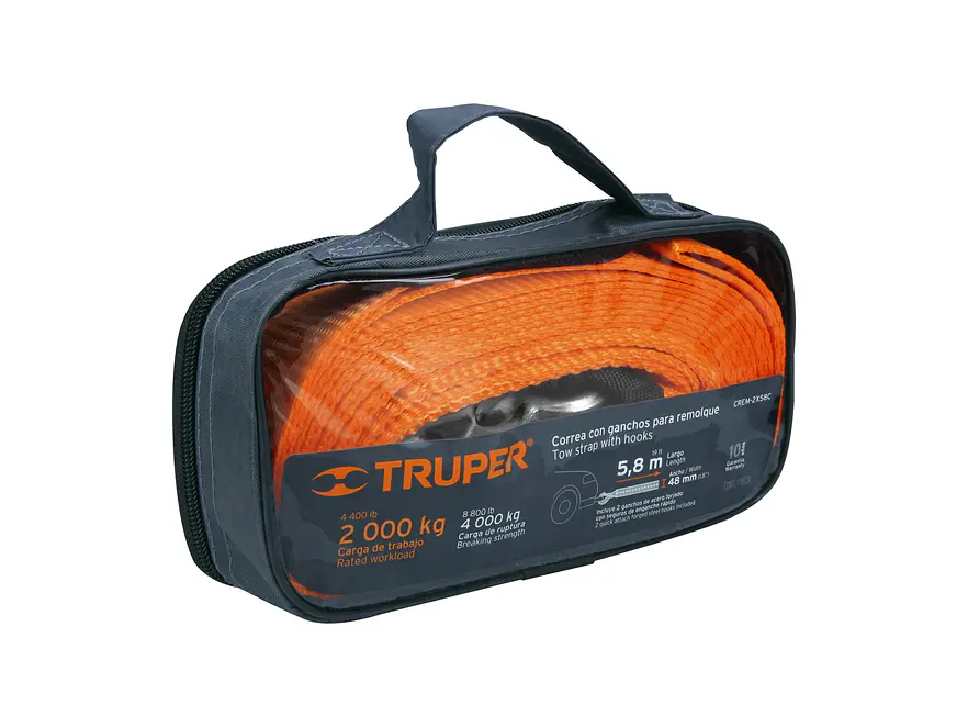 Correa eslinga para remolque con ganchos Truper 18344, 2' x 5.8m