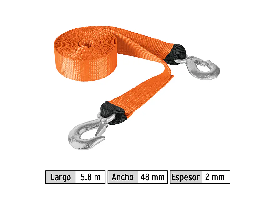 Correa eslinga para remolque con ganchos Truper 18344, 2' x 5.8m