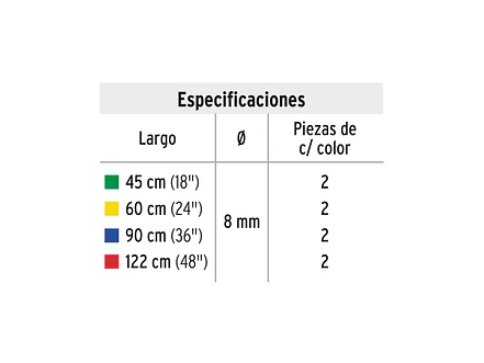 Juego de 8 Tensores Elásticos Pretul 22021 - Foto 3 | aztools.co