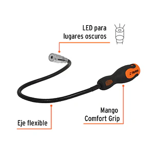 Imán extensible Truper 15326, flexible de acero con LED, 3.4 kg 