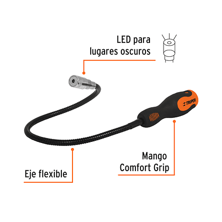 Imán extensible Truper 15326, flexible de acero con LED, 3.4 kg  2