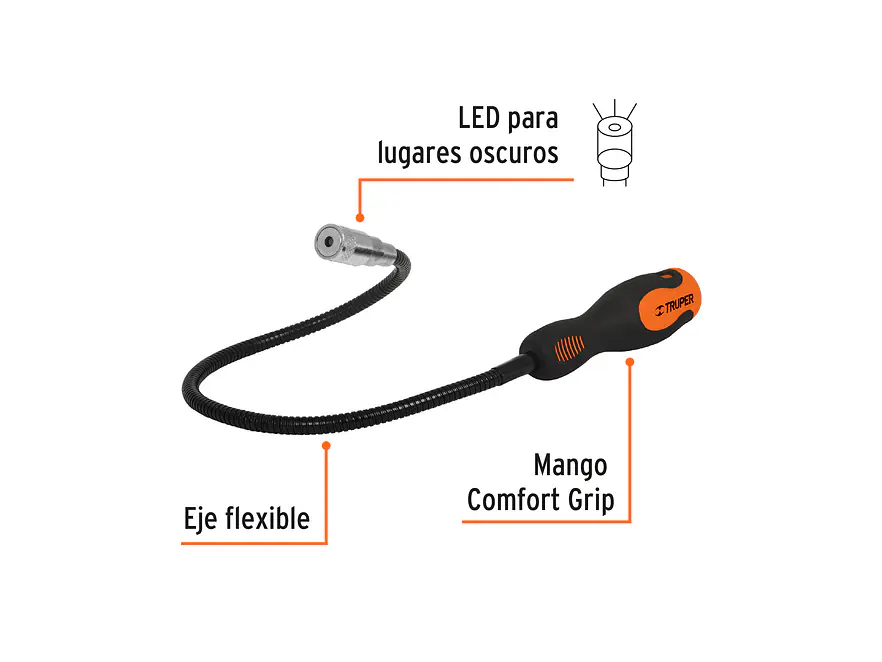 Imán extensible Truper 15326, flexible de acero con LED, 3.4 kg  - Foto 2 | aztools.co
