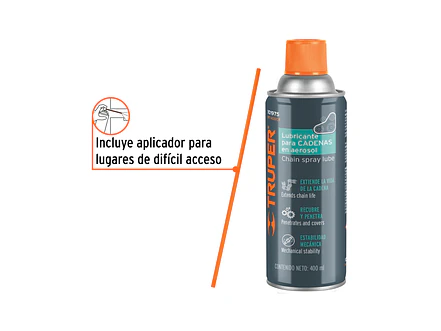 Lubricante de cadenas Truper 101975, en aerosol 400 ml  - Foto 2 | aztools.co