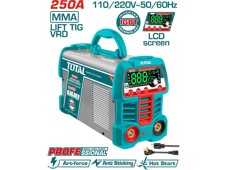 Soldador Inversor 250A TOTAL UTW225069 Industrial Bivoltaje MMA-TIG Lift - Foto 1 | aztools.co
