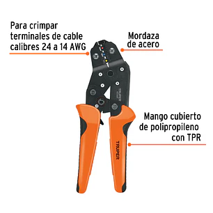 Kit de Alicate crimpadora y 500 terminales con aislamiento, Truper 103328