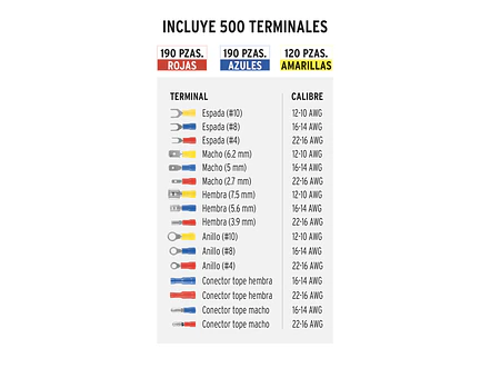 Kit de Alicate crimpadora y 500 terminales con aislamiento, Truper 103328 - Foto 4 | aztools.co