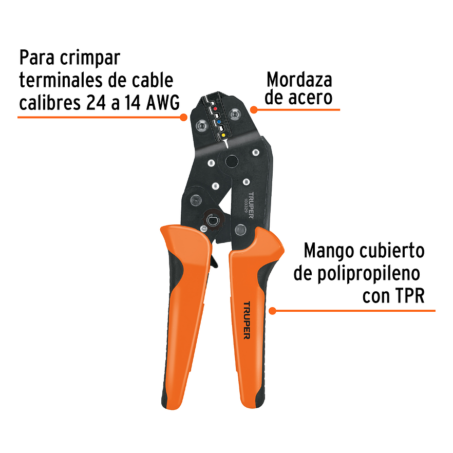 Alicate Crimpador para Terminales Truper 103329 - Foto 2 | aztools.co