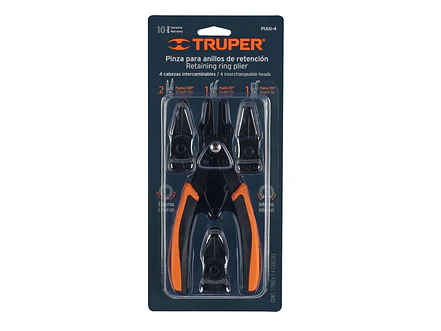 Pinza para anillos de retencion Truper 17355, 4 Cabeza Intercambiable  - Foto 7 | aztools.co