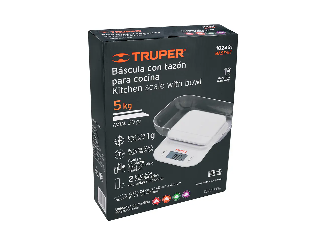 Báscula Electrónica Gramera Truper 102421, con Tazón, 5 kg - Foto 4 | aztools.co