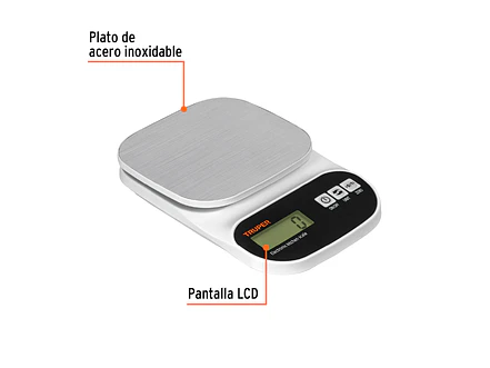 Báscula digital para cocina Truper 103116, plato de acero inox,5kg - Foto 2 | aztools.co