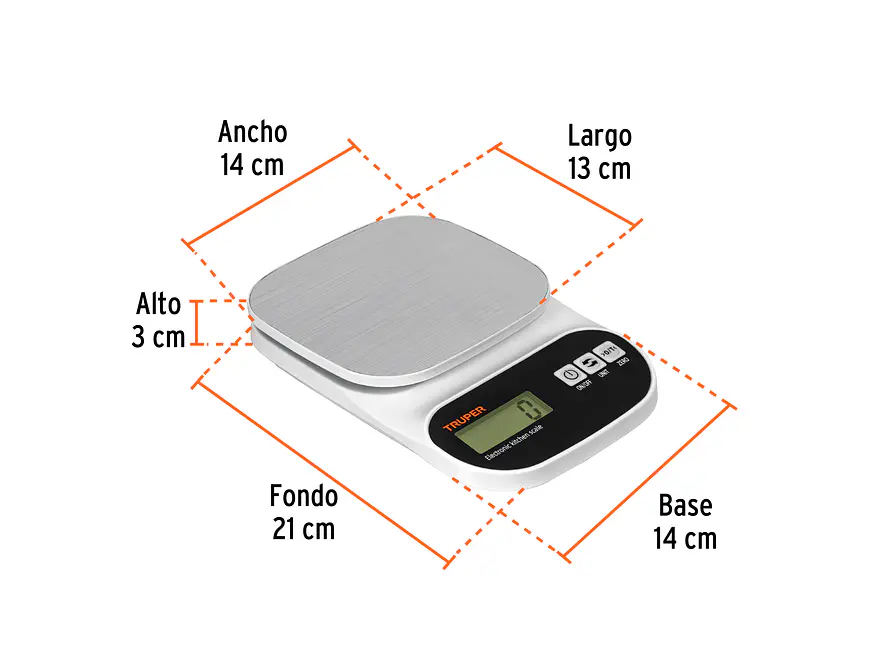 Báscula digital para cocina Truper 103116, plato de acero inox,5kg - Foto 3 | aztools.co