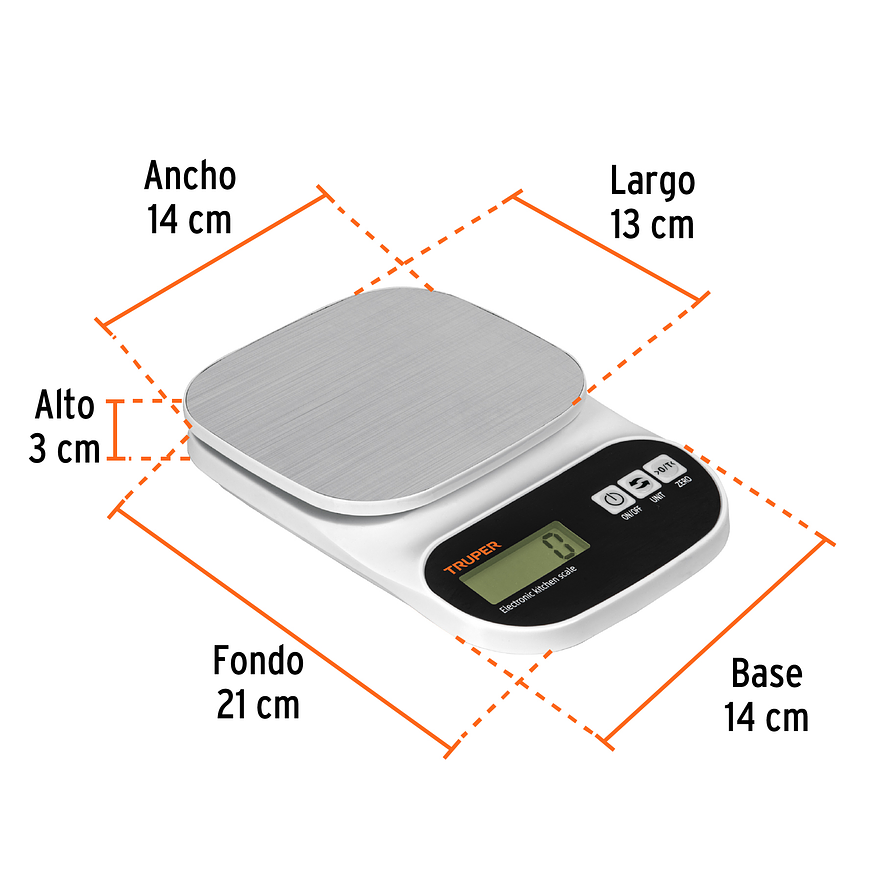 Báscula digital para cocina Truper 103116, plato de acero inox,5kg 3