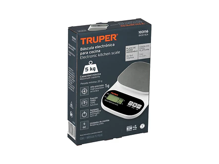 Báscula digital para cocina Truper 103116, plato de acero inox,5kg - Foto 4 | aztools.co