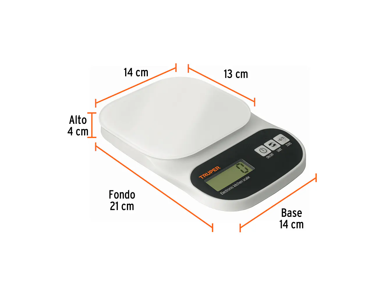Báscula digital base de vidrio para cocina Truper 15160, capacidad 5kg  - Foto 3 | aztools.co