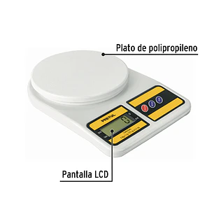 Báscula digital para cocina Pretul 28309, plato de poliprop, 5 kg, 