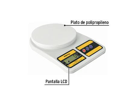 Báscula digital para cocina Pretul 28309, plato de poliprop, 5 kg,  - Foto 2 | aztools.co