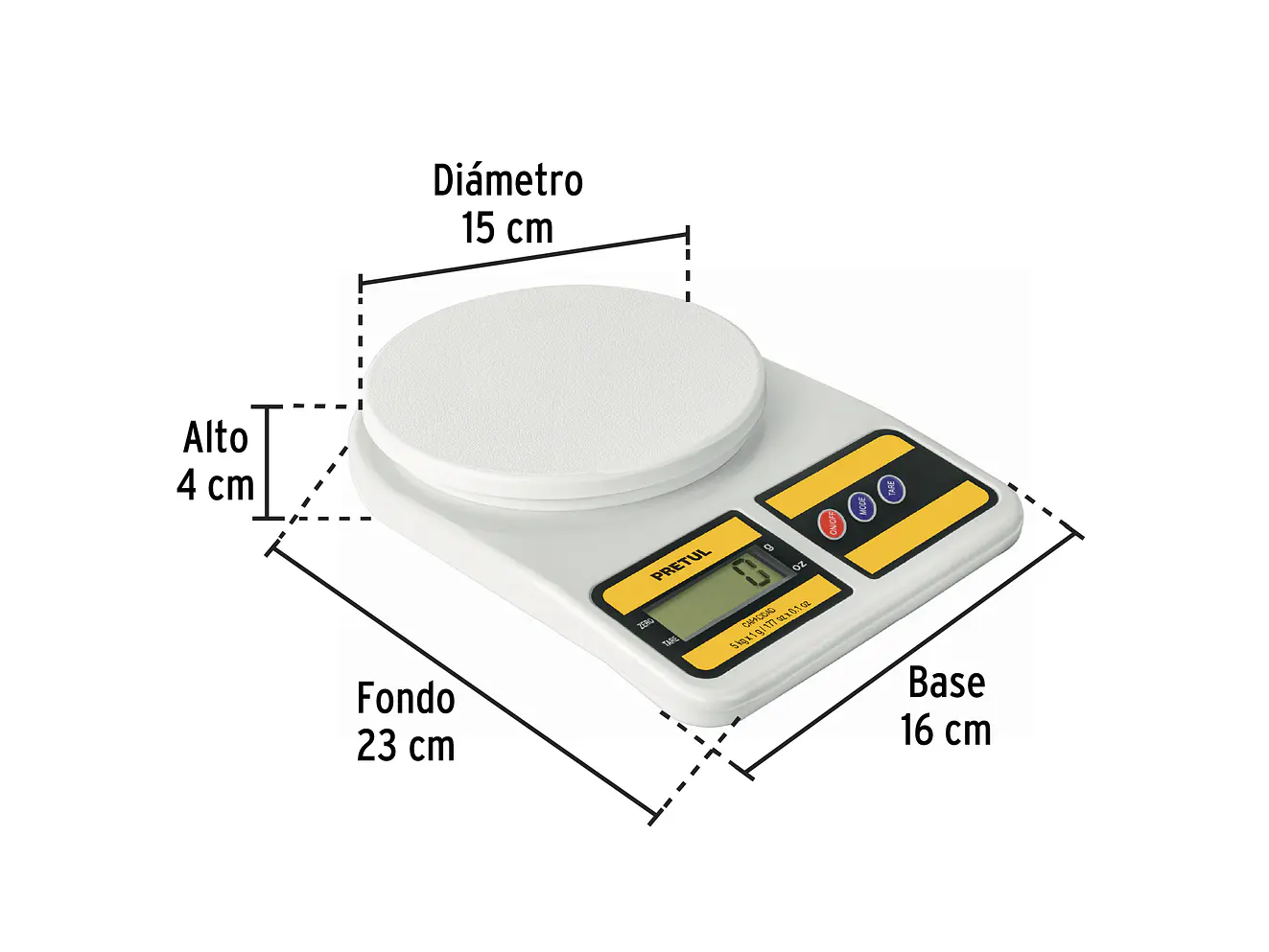Báscula digital para cocina Pretul 28309, plato de poliprop, 5 kg,  - Foto 3 | aztools.co