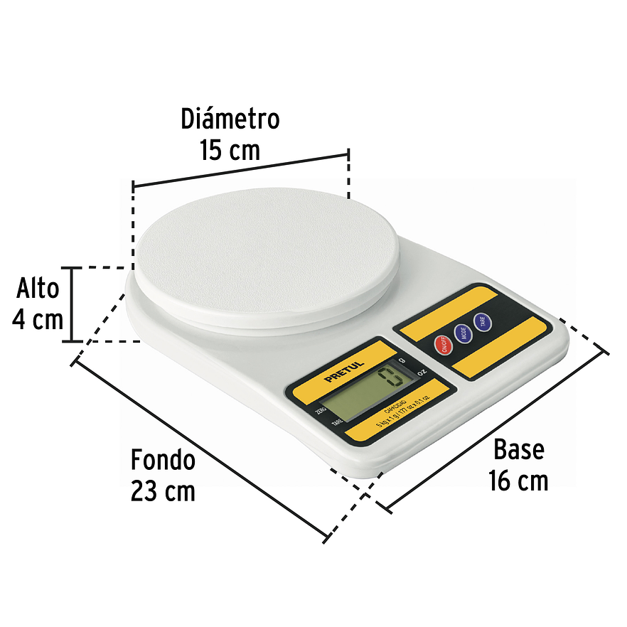 Báscula digital para cocina Pretul 28309, plato de poliprop, 5 kg,  3