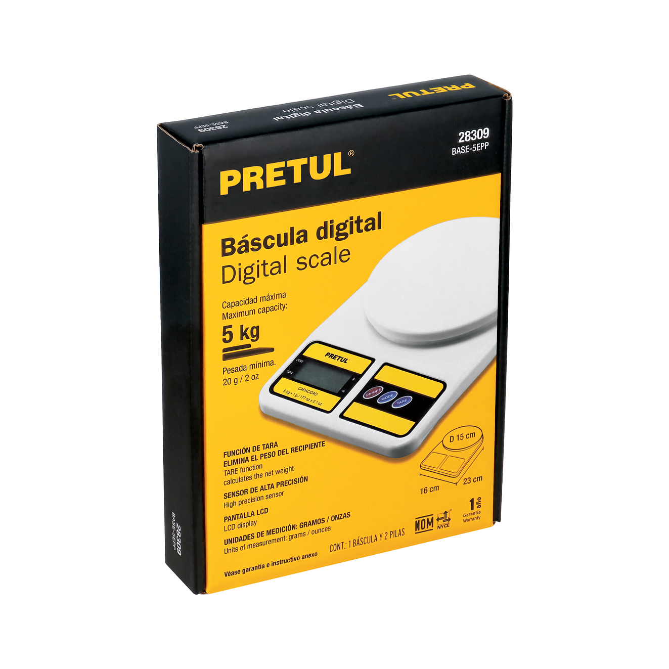 Báscula digital para cocina Pretul 28309, plato de poliprop, 5 kg,  4