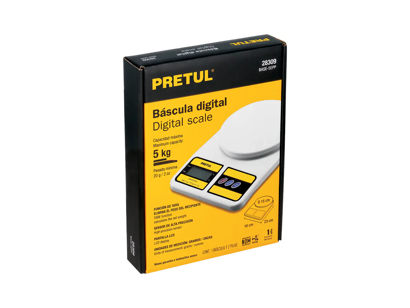 Báscula digital para cocina Pretul 28309, plato de poliprop, 5 kg,  - Foto 4 | aztools.co