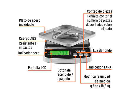 Báscula Electrónica de Precisión Truper 102317, Recargable, 3 kg - Foto 3 | aztools.co