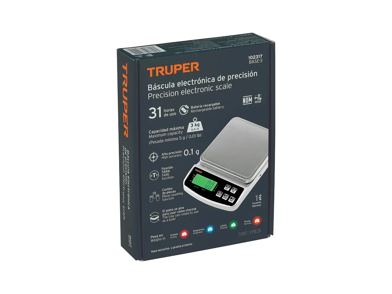 Báscula Electrónica de Precisión Truper 102317, Recargable, 3 kg - Foto 4 | aztools.co