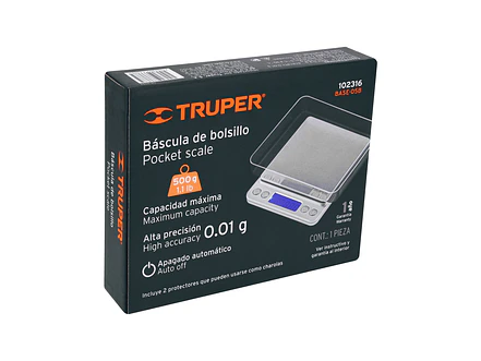 Báscula Electrónica de Precisión Truper 102316, de Bolsillo, 500 g - Foto 4 | aztools.co