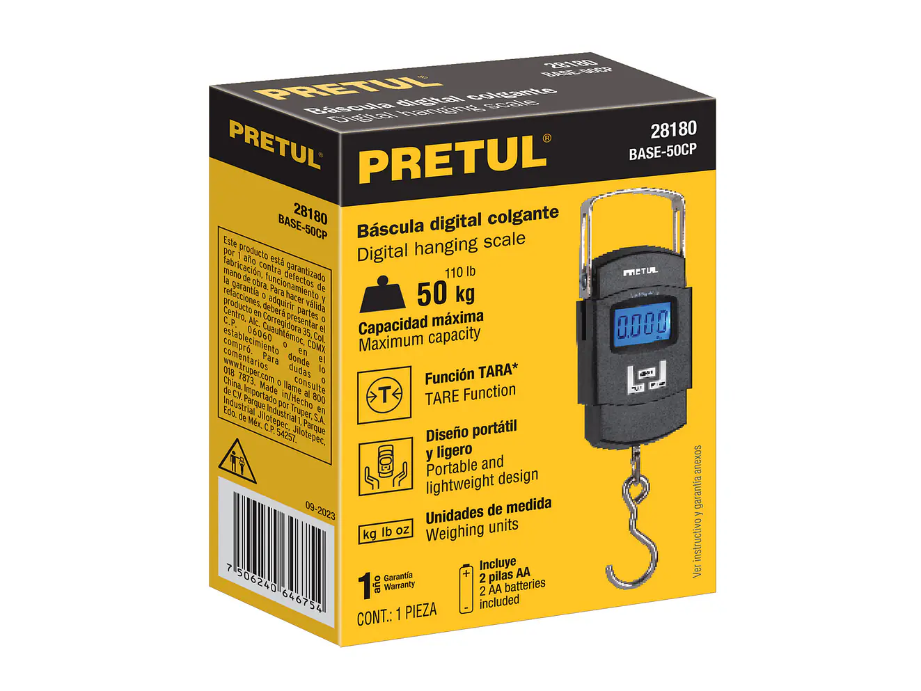Báscula electrónica colgante Pretul 28180, de pilas, 50 kg - Foto 4 | aztools.co