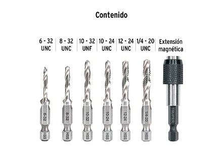 Juego de 6 Brocas Machuelo Truper 102335, para Metal - Foto 2 | aztools.co