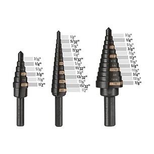 Juego de brocas escalonadas óxido negro 3 piezas Truper 100988, JBES-3, 