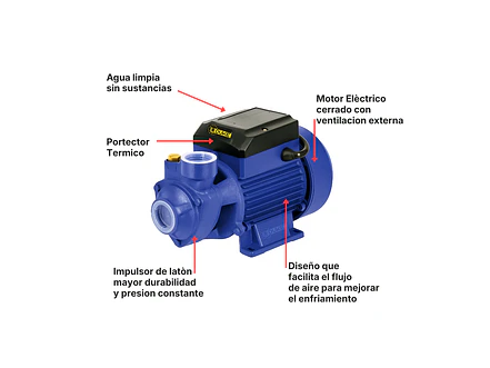Bomba Eléctrica Periférica UDUKE 1 HP BQ80 (45m Altura, Impulsor Bronce) - Foto 2 | aztools.co