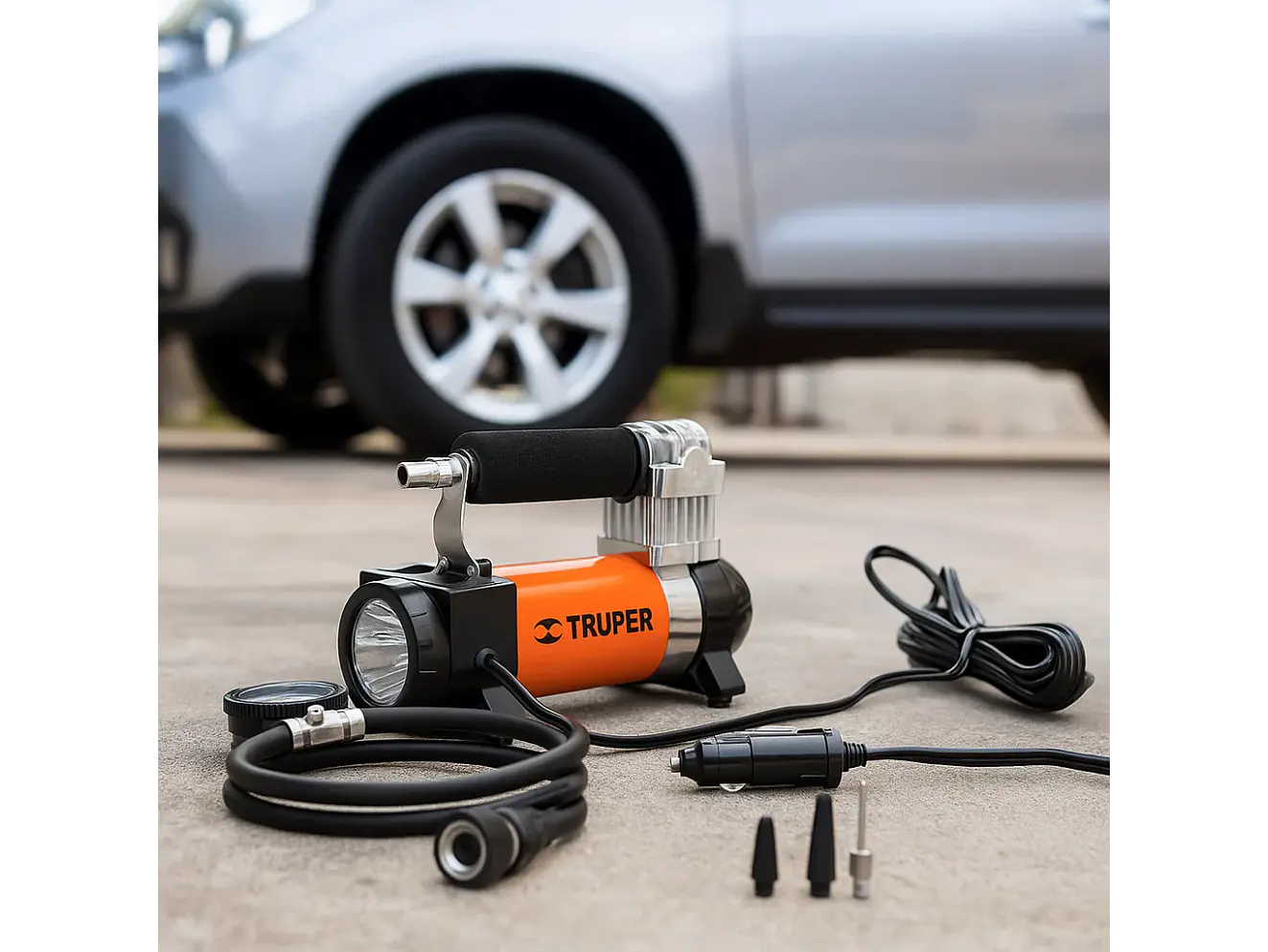 Compresor de aire 12V Truper 19999 portátil para carro - incluye maletin   - Foto 5 | aztools.co