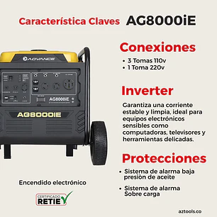 Planta Eléctrica Inverter ADVANCE AG8000iE 7,500W 110V/220V