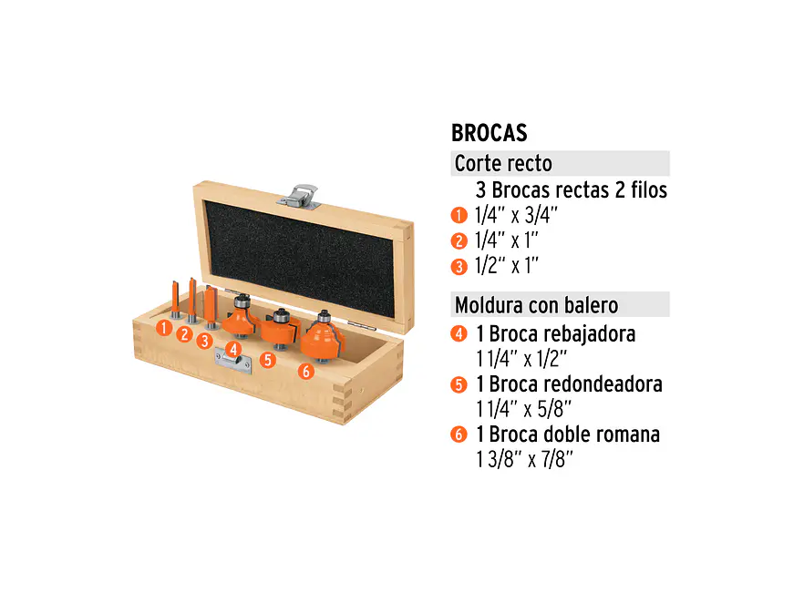 Juego de fresas para ruteadora Truper 11359, 6 piezas  - Foto 2 | aztools.co