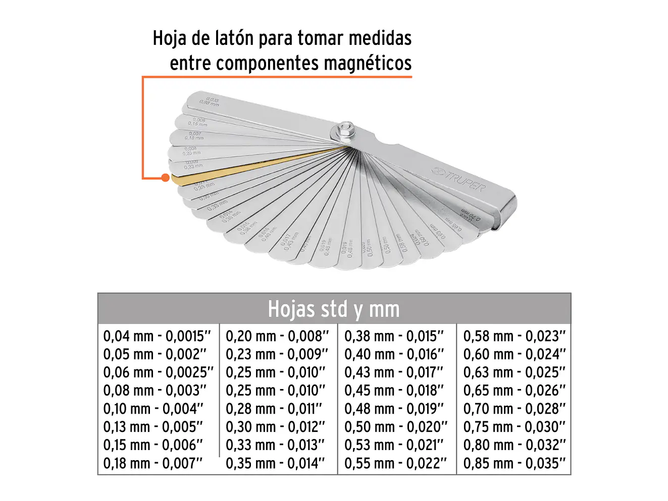 Calibrador de galgas  Truper 14397, 32 hojas - Foto 2 | aztools.co