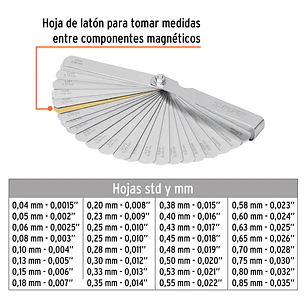 Calibrador de galgas  Truper 14397, 32 hojas