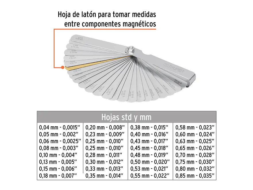 Calibrador de galgas  Truper 14397, 32 hojas - Foto 2 | aztools.co