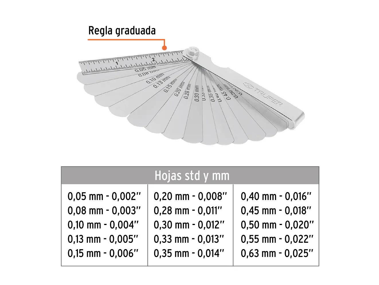 Calibrador de galgas Truper 14395, 15 hojas  - Foto 2 | aztools.co