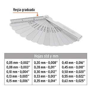 Calibrador de galgas Truper 14395, 15 hojas 