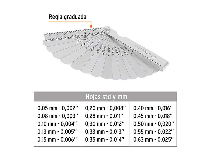 Calibrador de galgas Truper 14395, 15 hojas  - Foto 2 | aztools.co