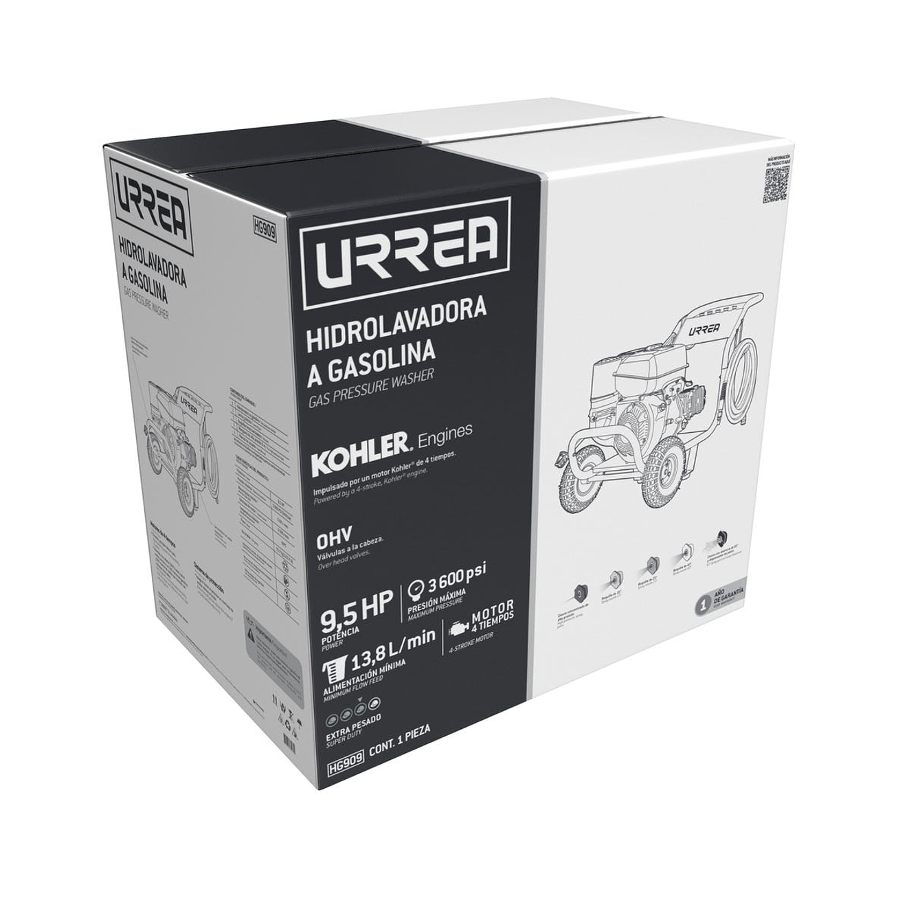 Hidrolavadora Gasolina URREA HG909 3600 PSI 9.5 HP (Uso Extrapesado) 3