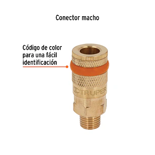 Cople de latón, cuerda 1/4 NPT, macho, Truper 19085