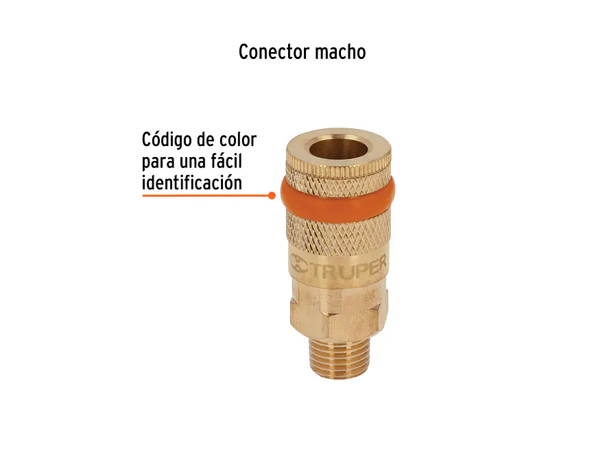 Cople de latón, cuerda 1/4 NPT, macho, Truper 19085 - Foto 2 | aztools.co