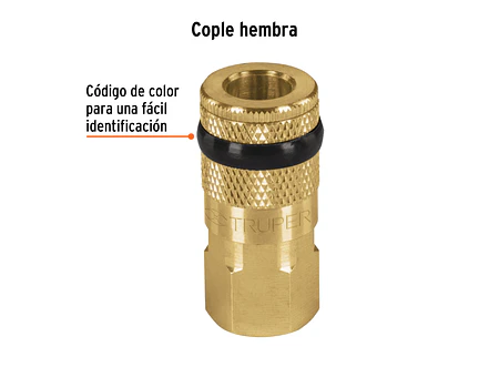 Cople de latón, cuerda 1/4 NPT, hembra Truper 19084 - Foto 2 | aztools.co