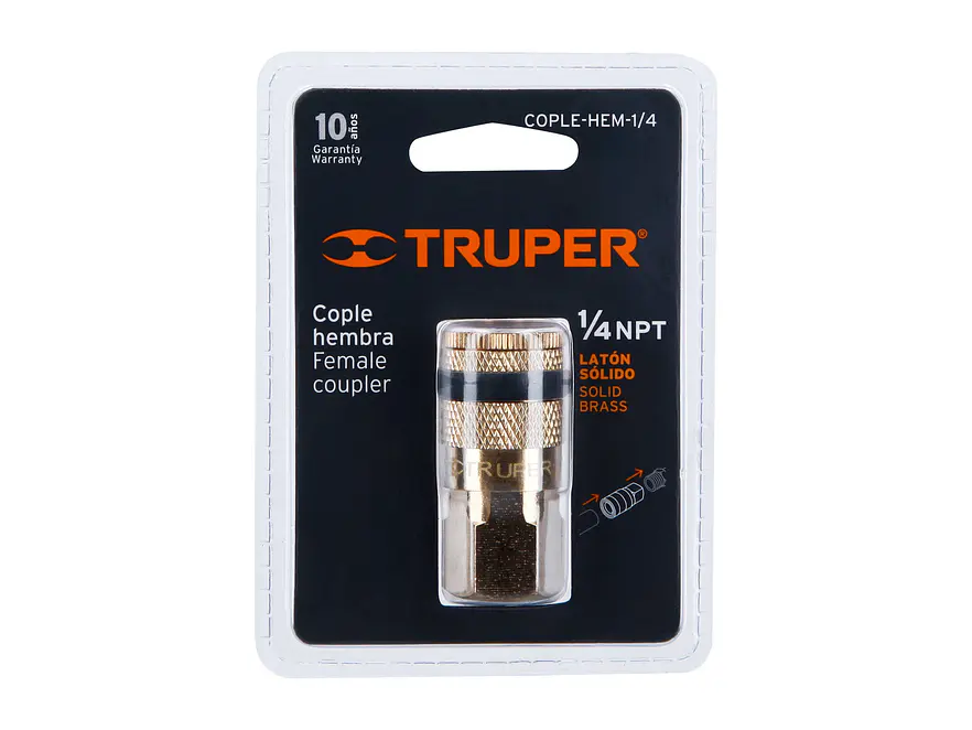 Cople de latón, cuerda 1/4 NPT, hembra Truper 19084 - Foto 3 | aztools.co