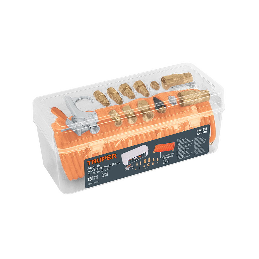 Juego de 15 accesorios neumáticos para limpiar e inflar Truper 19094 3