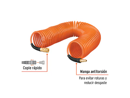 Manguera para Compresor Truper 102522, Tipo Resorte, 7.6 m - Foto 2 | aztools.co
