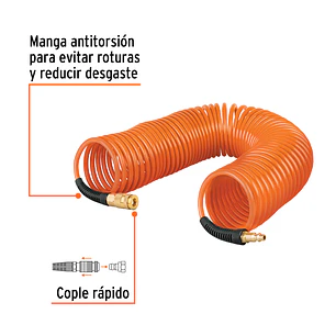 Manguera tipo resorte para compresor Truper 19075, 1/4